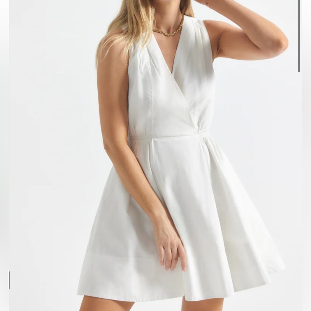 10 Crosby Derek Lam 100% Cotton Tia Mini Dress Size 6 White A-line Chic Classic